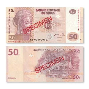Congo Democratic Republic 50-Franc Specimen, 2007, B319as, P97s, UNC - Picture 1 of 2