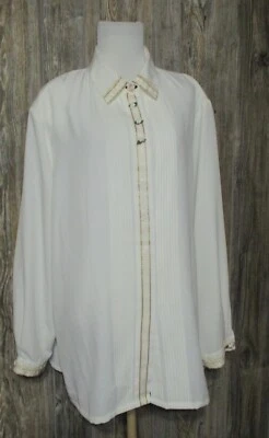 Camisa Koret Mujer Talla 20W Marfil Abotonada Larga Slv Boho Femenina Cottage Core Foto 1 de 4