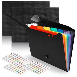 3Pcs Expanding File Folder 7 Pockets Accordian File Holder Organizer A4 Lette... - Picture 1 of 7
