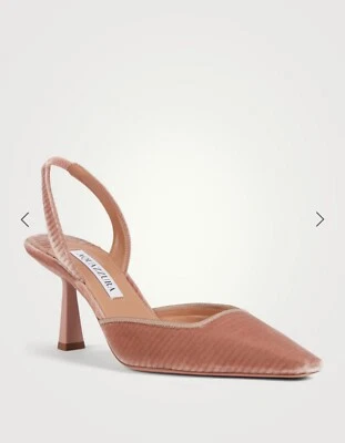 Zapatos de salón Aquazzura Maia 75 de terciopelo a rayas rosa malva rosa rubor 34 4  Foto 1 de 4