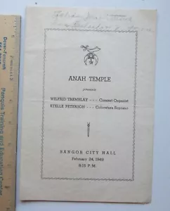Programa del templo Anah Bangor Maine 1949 - Imagen 1 de 4