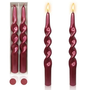 Taper Candle Spiral Candlesticks 10 Inch Red Twisted Candles Long Candle Stic... - Picture 1 of 7