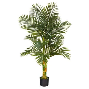 Nearly Natural 5' Golden Cane Palm Artificial Tree in Pot, Green - Picture 1 of 4