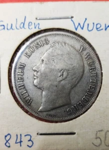 Alt Deutschland Würtemberg 1 Gulden 1843 Vorzüglich 900er Silber - Bild 1 von 2