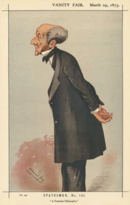 VANITY FAIR SPY CARTOON John Stuart Mill 'A Feminine Philosopher' Literary 1873 - Picture 1 of 2