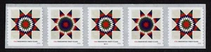 USA, SCOTT # 5098-5099, STRIP OF 5 PNC #B11111 STAR QUILTS PRESORTED FIRST CLASS - Picture 1 of 1