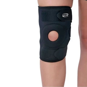 Knee Brace Hinged Compression Sleeve Support Open Patella Stabilizer Wrap -Black - Picture 1 of 8