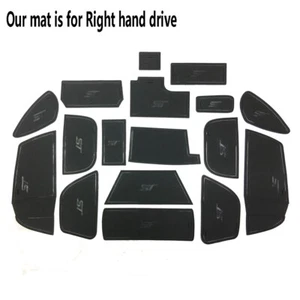 Black Rubber Non-slip Inner Gate Slot Pad Cup Mats fits Ford Focus ST 2015-2018 - Picture 1 of 7
