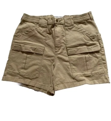 John Blair Cargo Shorts Flat Front Pockets Elastic Waist Snap Zip Men’s 36 Khaki Foto 1 de 4