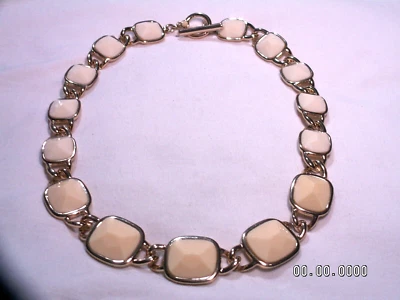 Banana Republic Graduato Color Oro, Avorio & Marroncino Lucite Pannelli Collana - Immagine 1 di 4