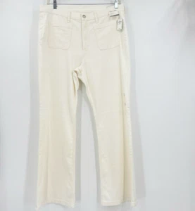 NWT GAP High Rise 70s Flare Jeans 33 Ivory Cream Stretch Retro Chic - Imagen 1 de 9