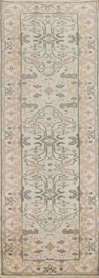 Authentic Hand-Knotted Oushak Indian 10' Runner Rug Carpet 3x10 ft. - Image 1 of 4
