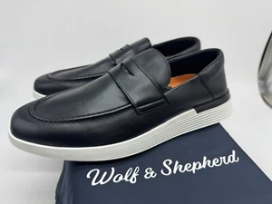 Wolf & Shepherd Crossover Leather Slip-On Dress Shoes Men's Black Loafer - 9.5 - Picture 1 of 7