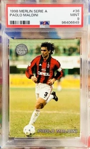 1999 Merlin Serie A 99 #36 Paolo Maldini AC Milan Psa 9 Pop 1 No Higher Panini - Picture 1 of 3