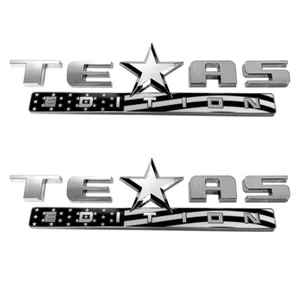 2PC 3D TEXAS EDITION EMBLEM Silver+Black+American Flag Trunk Car Universal Decal - Picture 1 of 7