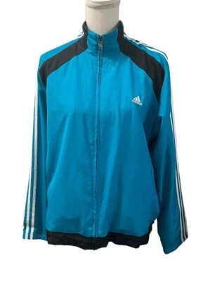 Jaqueta Adidas nova com etiquetas corrida zíper completo listras tecido aquecimento forro de malha feminina GG - Imagem 1 de 4