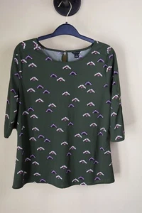 Ann Taylor Top mit Blumenmuster, Polyester, olivgrün - Bild 1 von 7