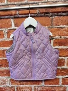 CHILDRENS GIRLS GAP AGE 2 YEARS LILAC QUILTED FLEECE LINED GILLET COAT KIDS 88CM - Picture 1 of 3