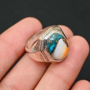 Auster Türkis Herren Ring 925 Sterling Silber Handarbeit - Statement alle Größen - BJ61 - Bild 1 von 3