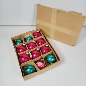 12 Vintage Glas Quecksilber Weihnachtsschmuck George mattiert Schablone USA gemischt - Bild 1 von 15