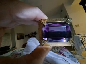 Vintage Brooch Pin 2.5” Purple Crystal Rhinestone Gold  Plated - Picture 1 of 6