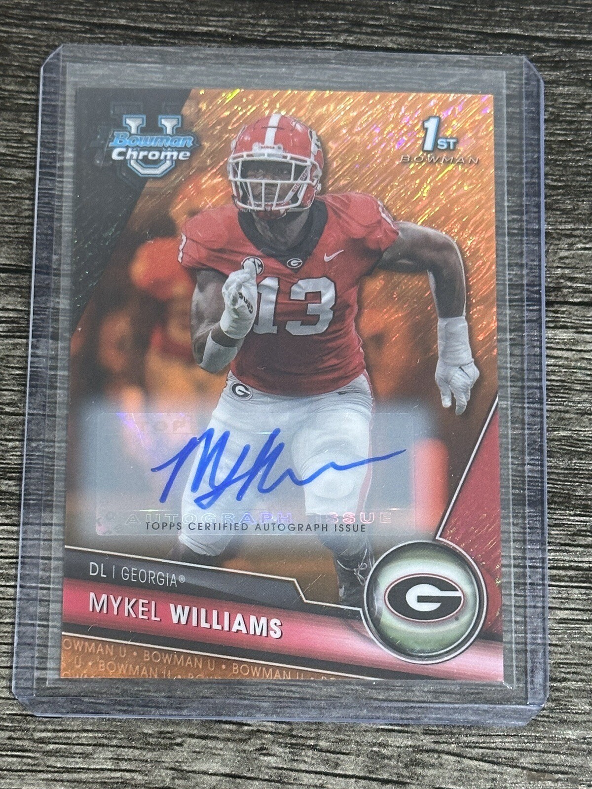 2023 Bowman Chrome University Mykel Williams 1st Chrome Auto Orange Shimmer /25!