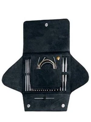 Addi Click Basic Stricknadel-Set austauschbar rund mit weichem schwarzem Etui - Bild 1 von 3