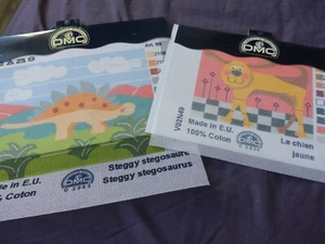 2 KIDS Tapestry Canvas's Steggy Stegosaurus & Yellow Dog NO THREADS NEW Cute - Picture 1 of 3