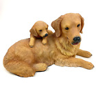 DANBURY MINT GOLDEN RETRIEVER & PUPPY DOG FIGURINE SCULPTURE MOMMY & ME LARGE