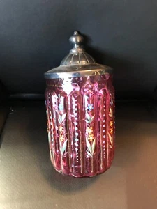 Antique Moser Cranberry Glass Enameled Caster - HE mik fr - Picture 1 of 4