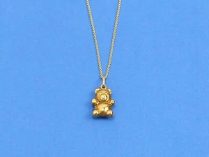 14K Gelbgold Teddybär Bettelkette Halskette 1,74 g - Bild 1 von 8