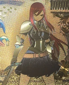Billete dorado cola de hada escarlata Erza anime niña Weeb coleccionable manga tarjeta artística - Imagen 1 de 3