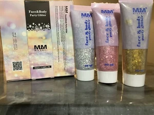 New Face and Body Party Glitter makeup 3 pc set Pink, Silver, Gold 1.69 FL OZ ea - Picture 1 of 2