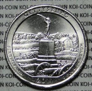 BU UNC US 2011 Gettysburg America the Beautiful parks quarter 25 cent coins P/D - Picture 1 of 3