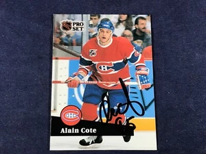 H3-40 HOCKEY CARD - ALAIN COTE MONTREAL - CARD #417 - 1991 PRO SET - AUTOGRAFATA - Foto 1 di 2