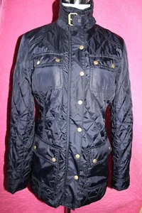 BANANA REPUBLIC Navy Quilted Field Jacket Snap Zip Pockets Belt Collar Size S - Bild 1 von 5