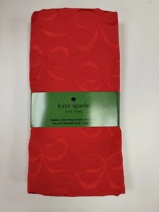Kate Spade SHIMMER BOW BOWS Christmas RED NAPKINS fabric cloth 19" NEW set 4 - Picture 1 of 5
