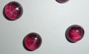 Transparent Star Ruby Round 9x9 mm Cabochon 6 Rayed lab-created Stone 3 pcs Lot - Picture 1 of 11