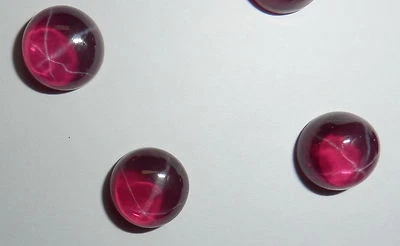 Transparent Star Ruby Round 9x9 mm Cabochon 6 Rayed lab-created Stone 3 pcs Lot - Image 1 of 4