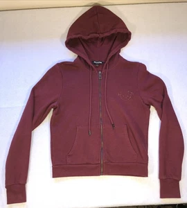 True Religion Zip Hoodie Embellished Studs Burgundy TR Alumni 2002 Womens Sz XS - Picture 1 of 9