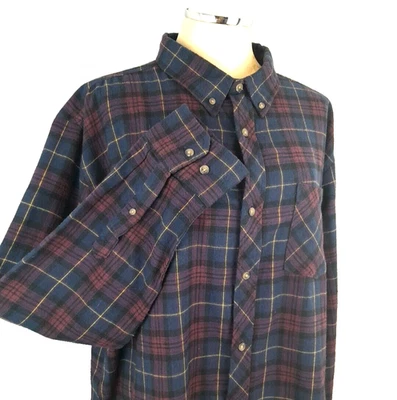 Cloudveil Flannel Shirt Mens XXL Navy Blue Windowpane Plaid Button Down Outdoors - Image 1 of 4
