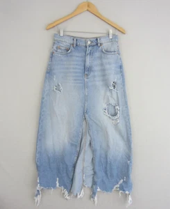 Zara Woman Skirt Womens Size Small 10 Blue Denim Long Faded Distressed Boho - Picture 1 of 13