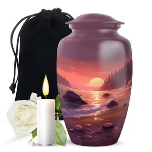 Beach Large Funeral Urn for Human Ashes Adult Decorative Memorial Ash Holder - Picture 1 of 7