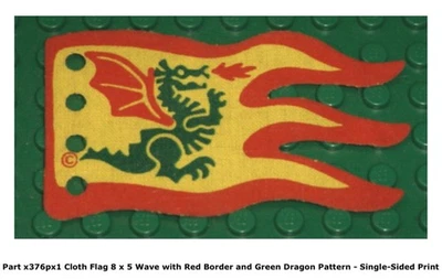 Lego 1x x376px1 Cloth Flag 8 x 5 Wave with Red Border Castle 6056 6076 6082 Nm - Image 1 of 3
