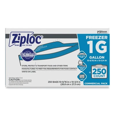 Ziploc 682258 1 gal. 2,7 mil. Bolsas Congelador Doble Cremallera - Transparente (250/CT) Nuevas Foto 1 de 4