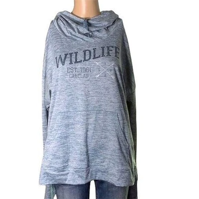 Cabelas Womens Sweatshirt Hoodie Cowl Neck Hooded Pullover Blue Gray Medium - Image 1 of 4