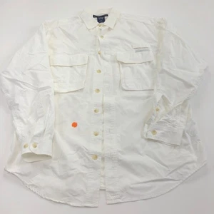 ExOfficio Medium Outdoor Camp Hiking Fishing Trek Trail Button LS Shirt White - Picture 1 of 8