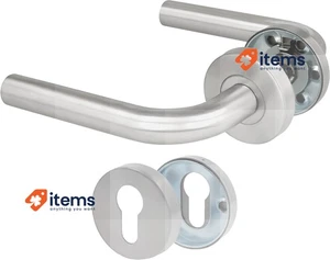 Amig - Set Di Maniglie Con Rosetta Per Porte | Mod. 4RBX 135 X Ø19 Mm Argento - Foto 1 di 1