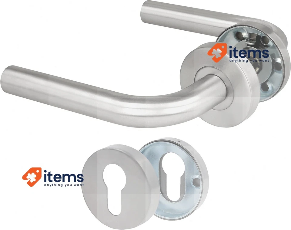 Amig - Set Di Maniglie Con Rosetta Per Porte | Mod. 4RBX 135 X Ø19 Mm Argento - Immagine 1 di 1