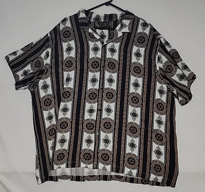Casa Moda Couture Men’s 4XL Short Sleeve Shirt Medium Baroque Gold Black White - Image 1 of 4